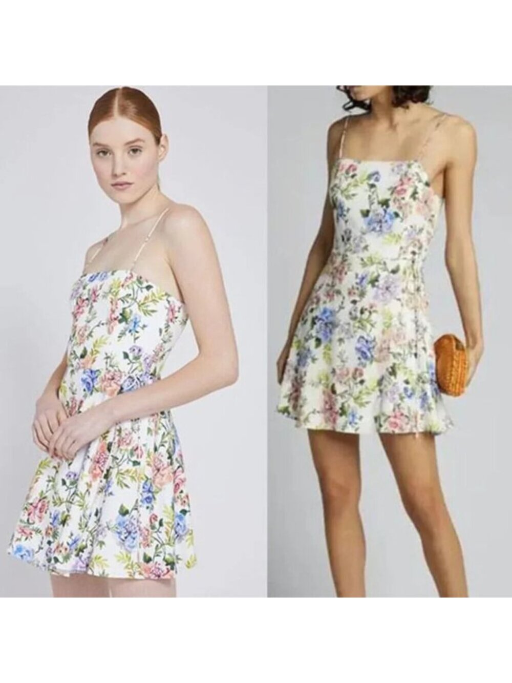 Alice + Olivia Trixie Gardenia Floral Print Lined Mini Dress, Size XS